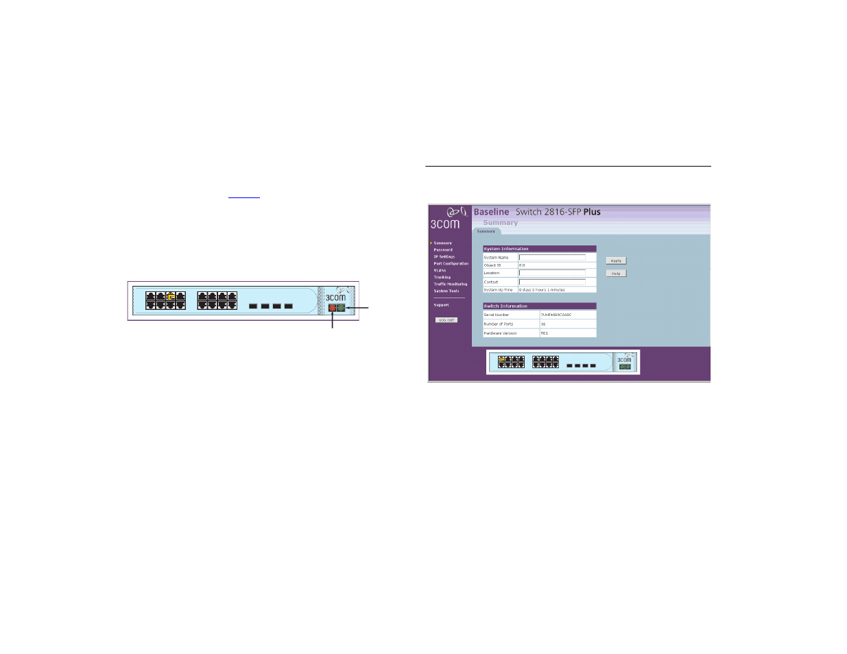 Fan status, Summary screen | 3Com 2816-SFP Plus (3C16485) User Manual | Page 22 / 66