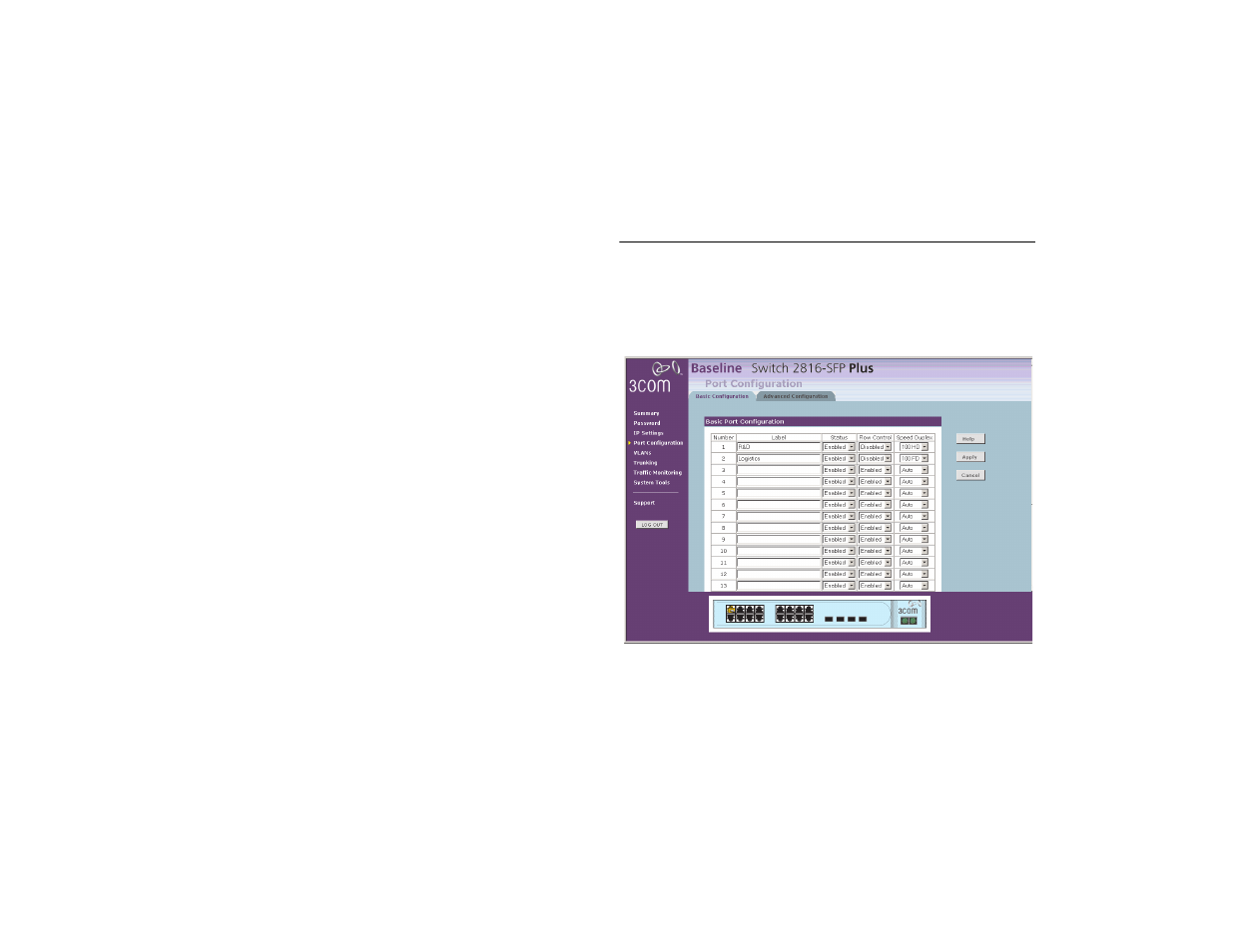 Port configuration | 3Com 2816-SFP Plus (3C16485) User Manual | Page 24 / 66