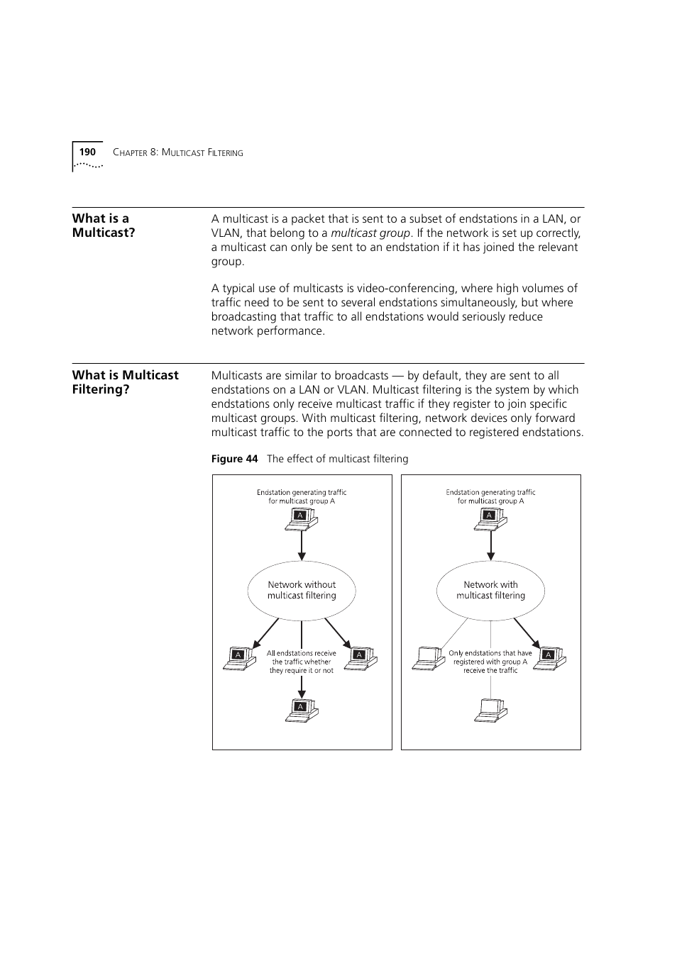 What is a multicast, What is multicast filtering | 3Com 1100 User Manual | Page 190 / 248