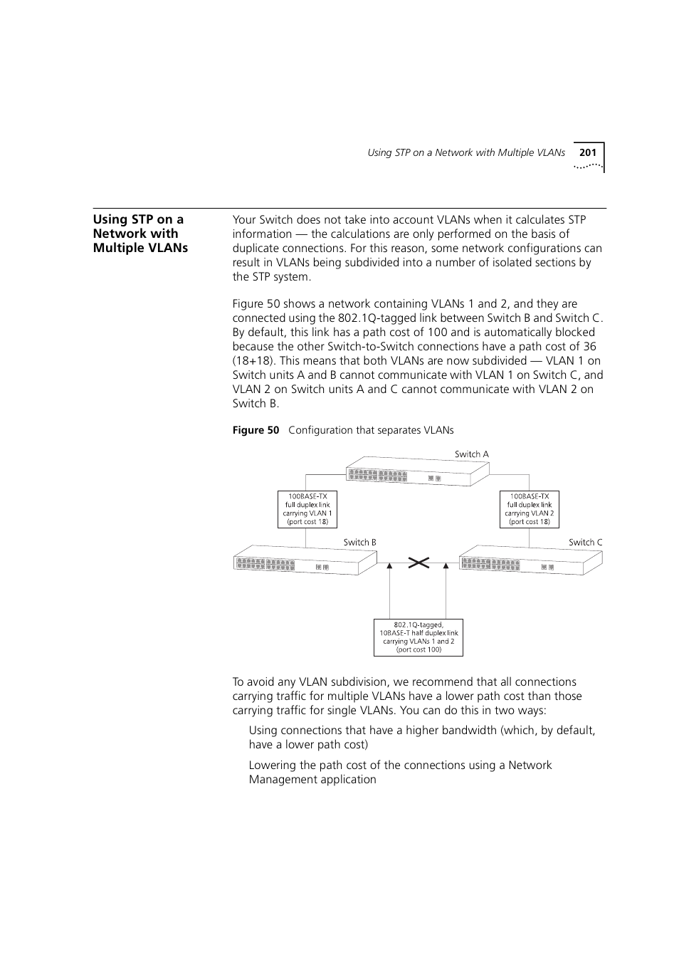 Using stp on a network with multiple vlans | 3Com 1100 User Manual | Page 201 / 248