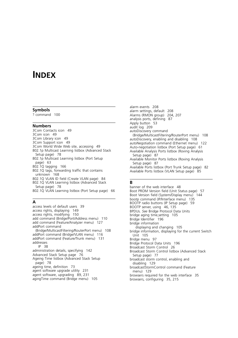 Index, Ndex | 3Com 1100 User Manual | Page 241 / 248