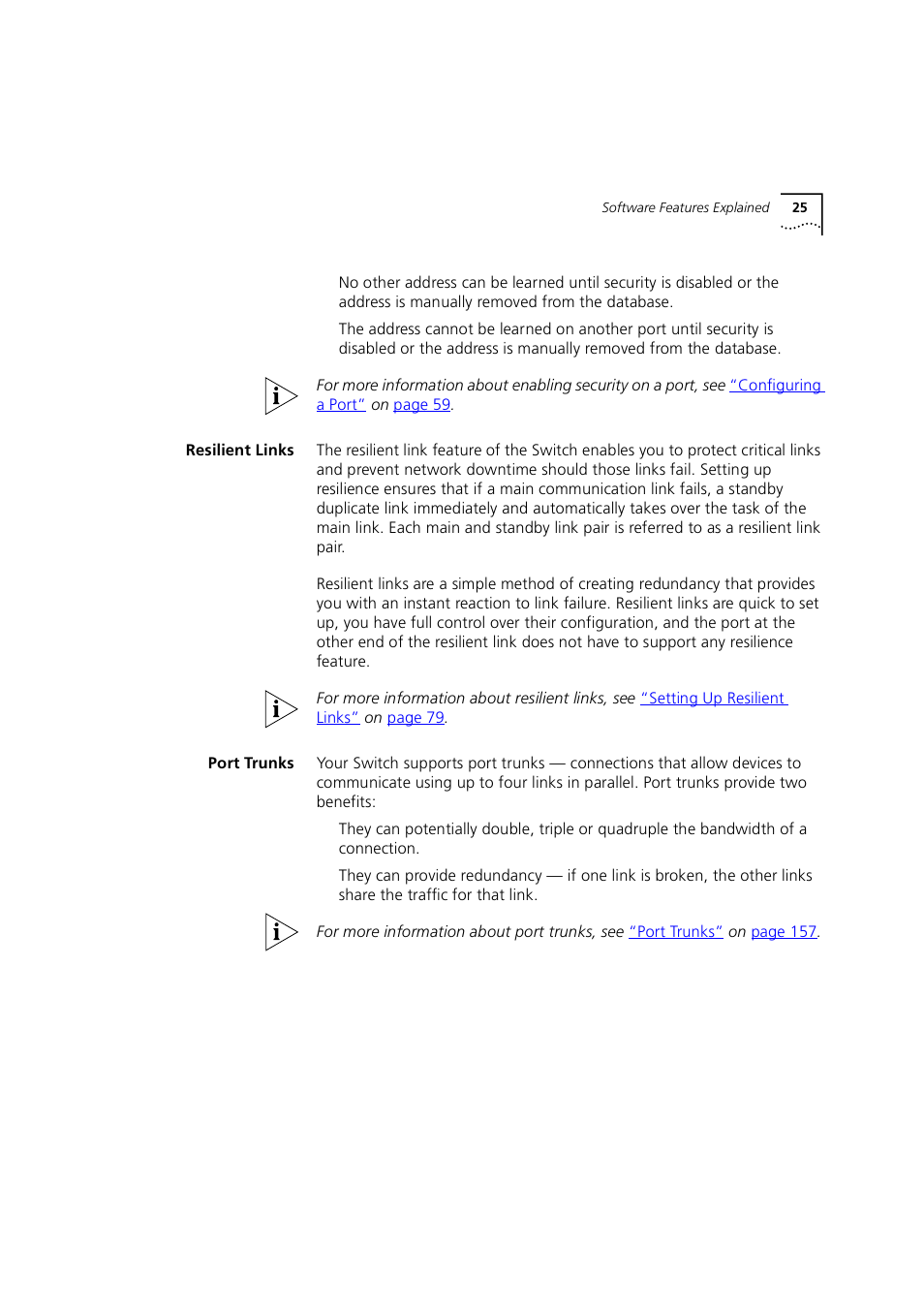 Resilient links, Port trunks | 3Com 1100 User Manual | Page 25 / 248