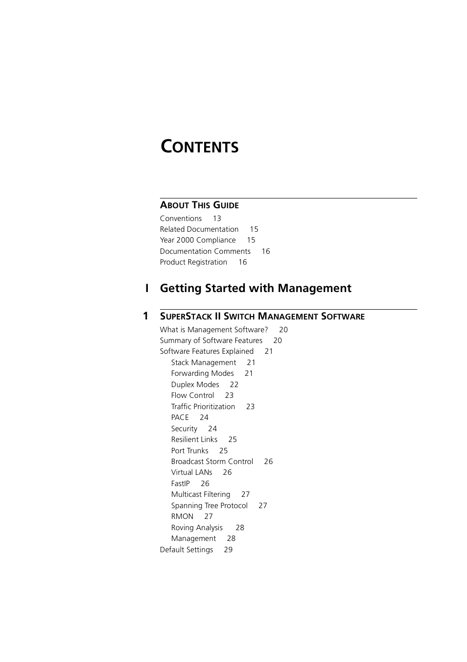 Ontents, Igetting started with management, Ii s | 3Com 1100 User Manual | Page 3 / 248