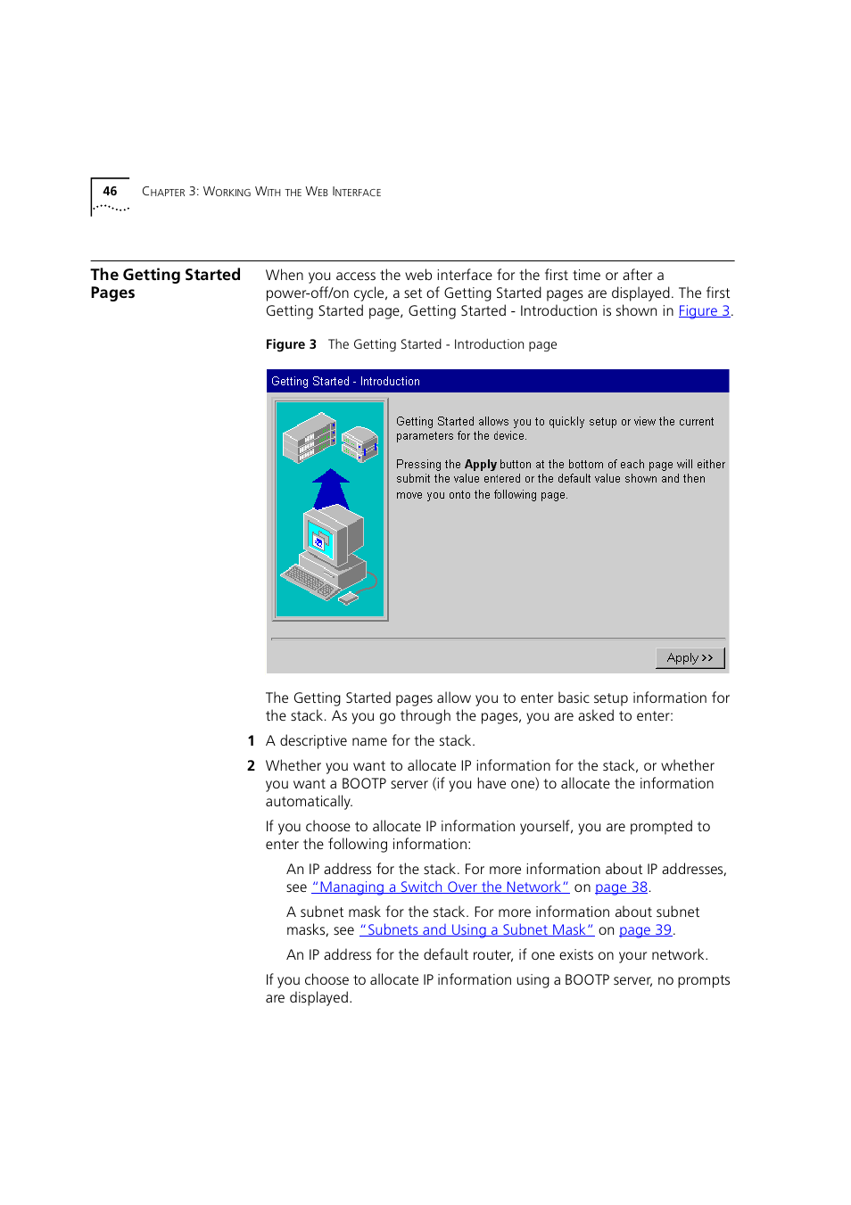 The getting started pages | 3Com 1100 User Manual | Page 46 / 248