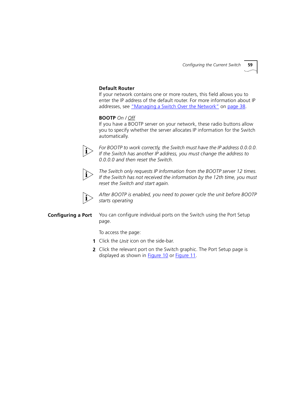 Configuring a port, Configuring, A port | 3Com 1100 User Manual | Page 59 / 248