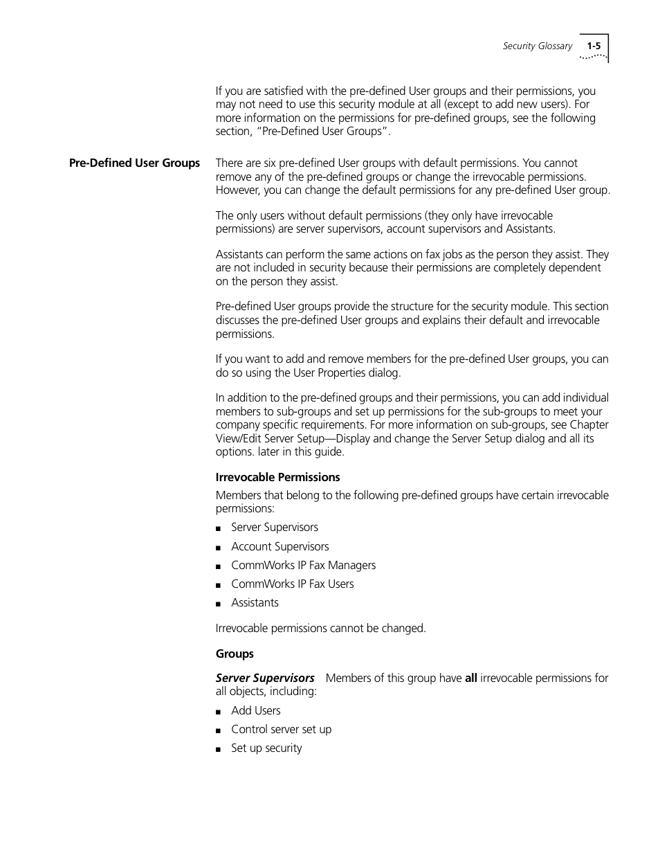 Pre-defined user groups, Pre-defined user groups -5 | 3Com 10031370-01 User Manual | Page 15 / 44
