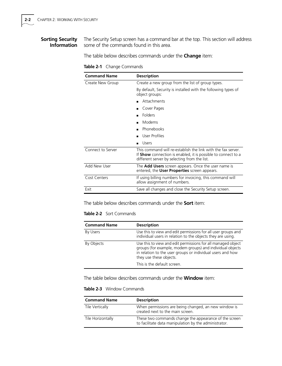 Sorting security information, Sorting security information -2 | 3Com 10031370-01 User Manual | Page 24 / 44