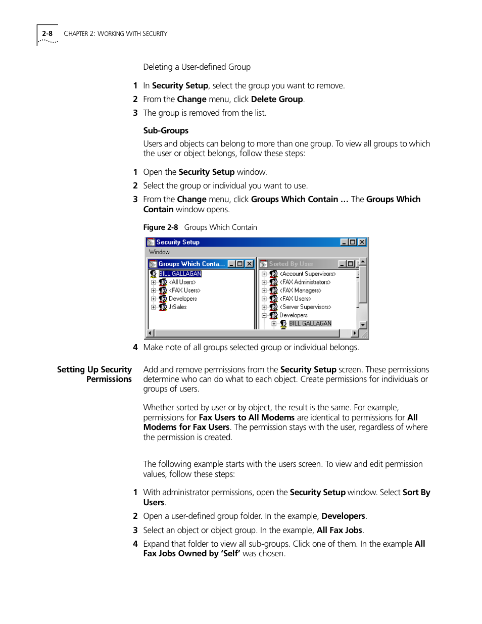 Setting up security permissions, Setting up security permissions -8 | 3Com 10031370-01 User Manual | Page 30 / 44