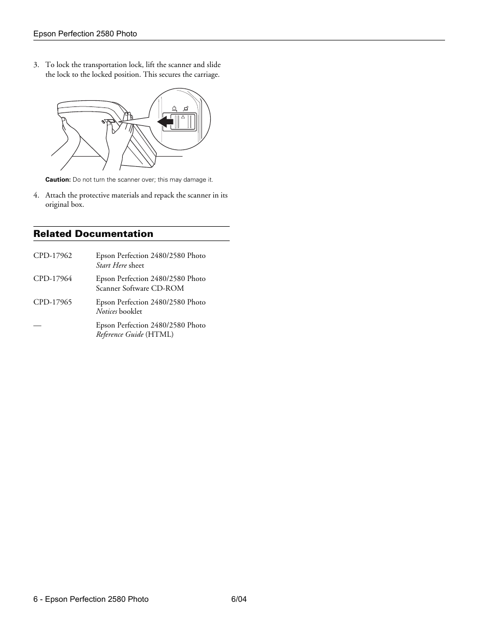 Related documentation | Epson Perfection 2580 User Manual | Page 6 / 6