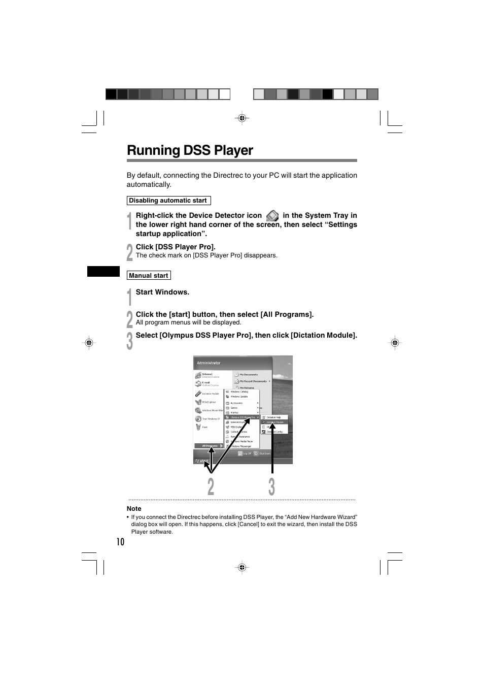 Running dss player | Olympus DR-1000 User Manual | Page 10 / 108