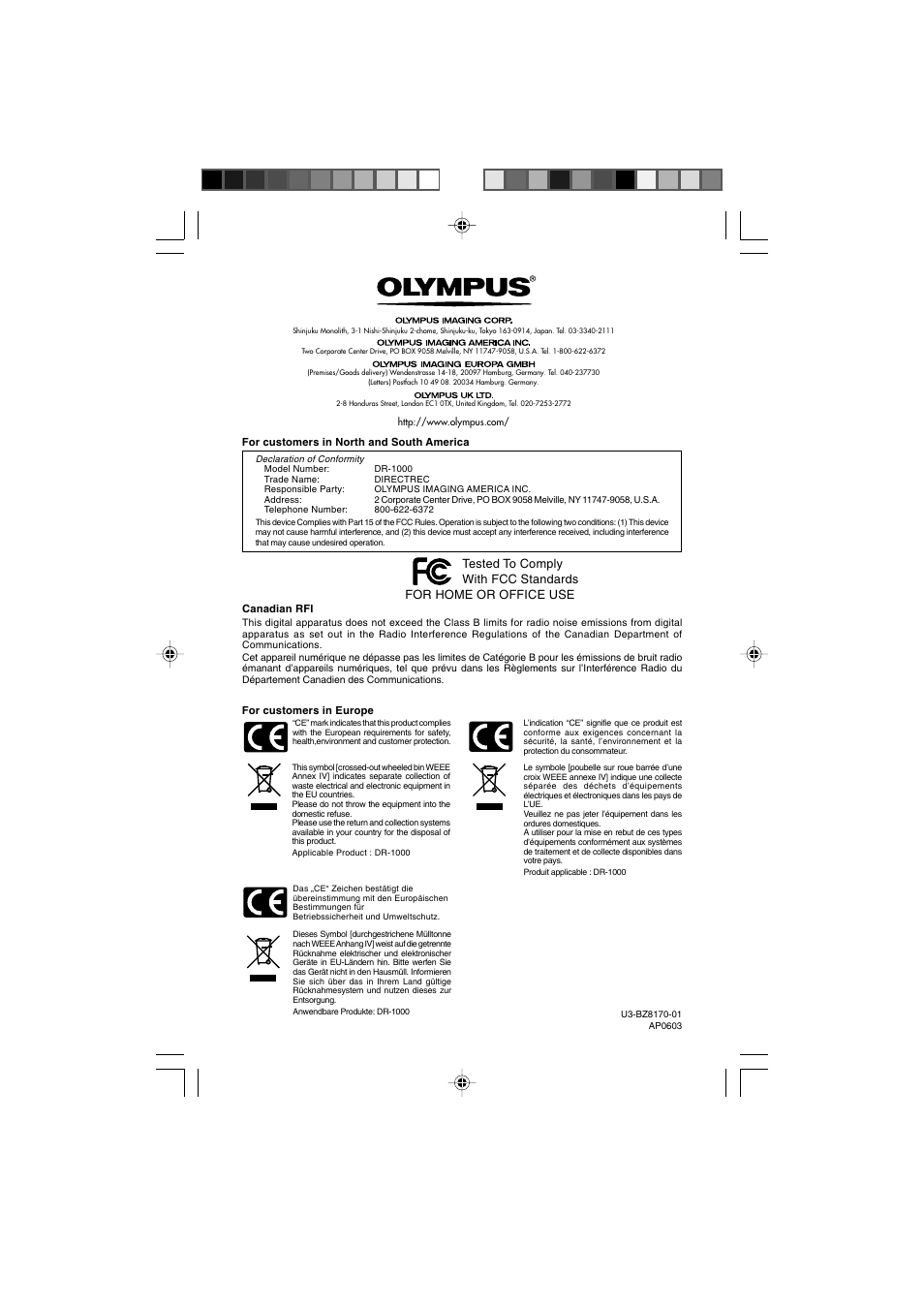 Olympus DR-1000 User Manual | Page 108 / 108