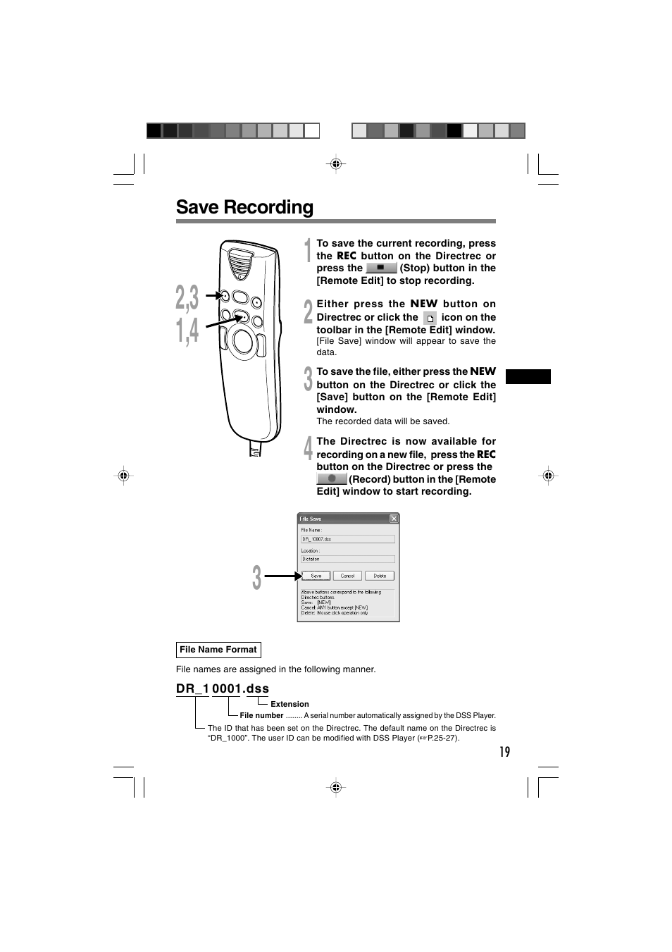 Save recording | Olympus DR-1000 User Manual | Page 19 / 108