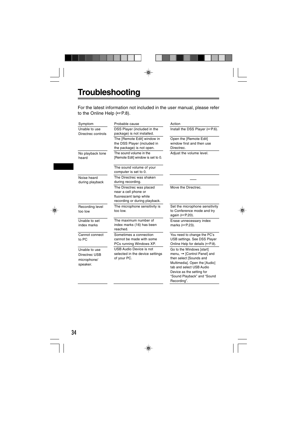 Troubleshooting | Olympus DR-1000 User Manual | Page 34 / 108