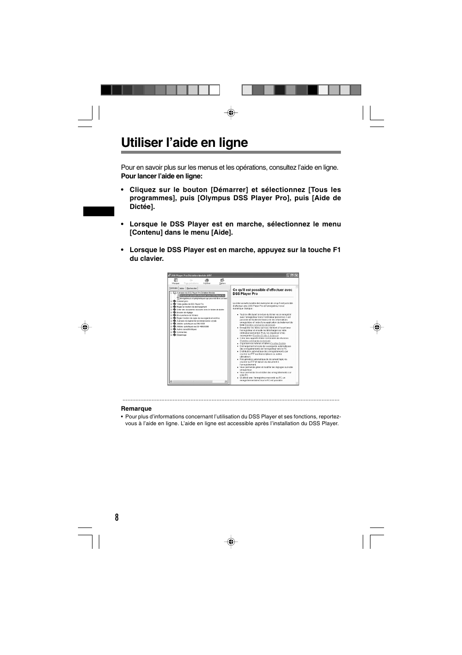 Utiliser l’aide en ligne | Olympus DR-1000 User Manual | Page 43 / 108