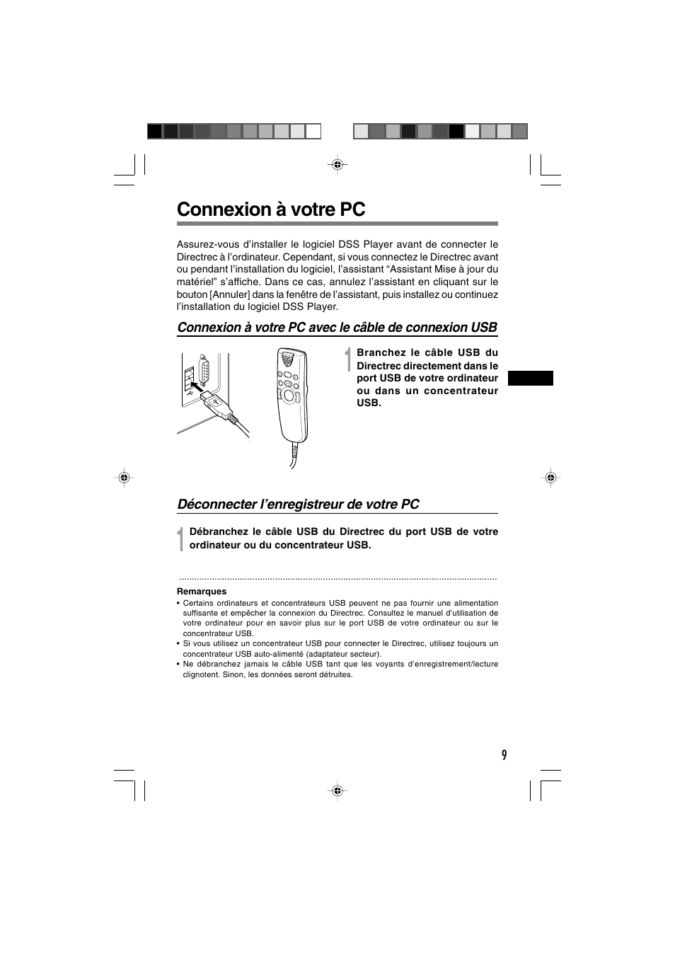 Connexion à votre pc | Olympus DR-1000 User Manual | Page 44 / 108