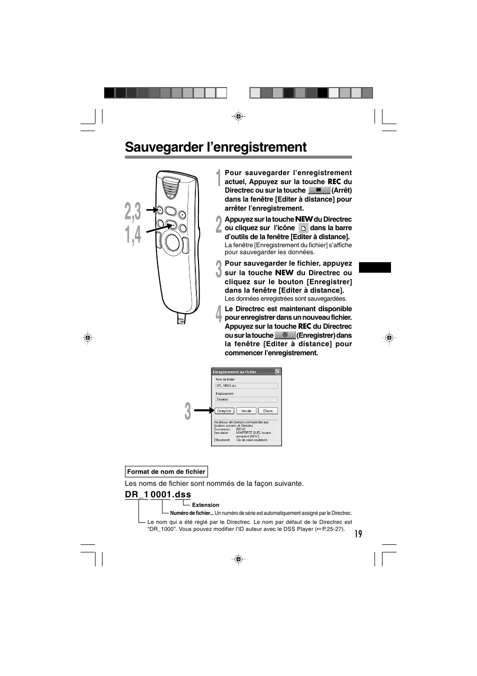 Sauvegarder l’enregistrement | Olympus DR-1000 User Manual | Page 54 / 108