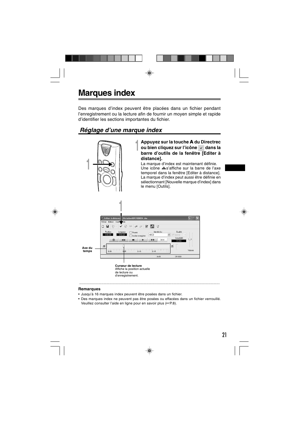 Marques index | Olympus DR-1000 User Manual | Page 56 / 108