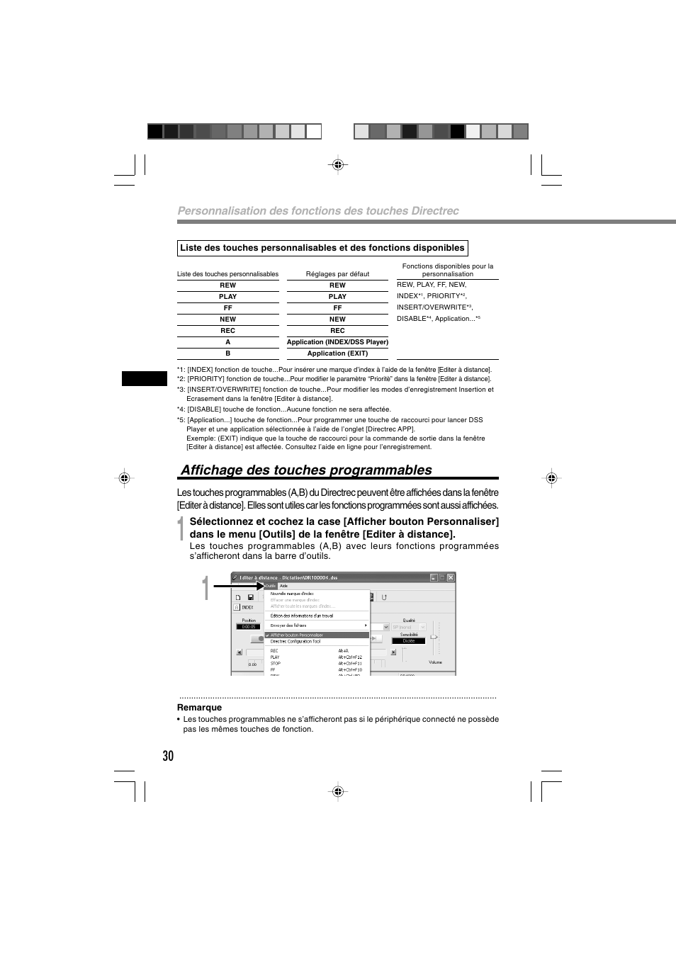 Affichage des touches programmables | Olympus DR-1000 User Manual | Page 65 / 108