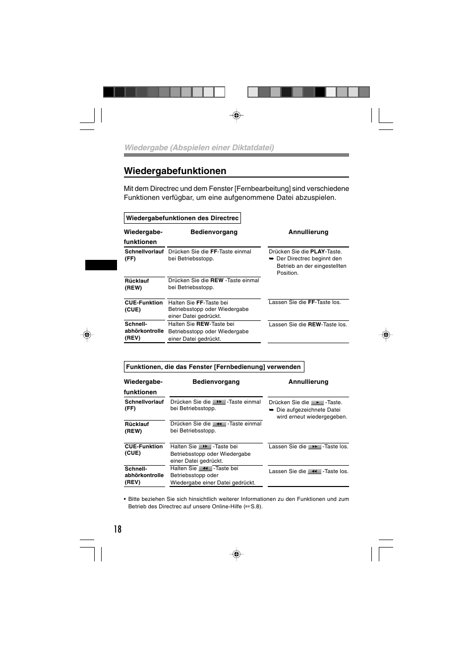 18 wiedergabefunktionen, Wiedergabe (abspielen einer diktatdatei) | Olympus DR-1000 User Manual | Page 88 / 108