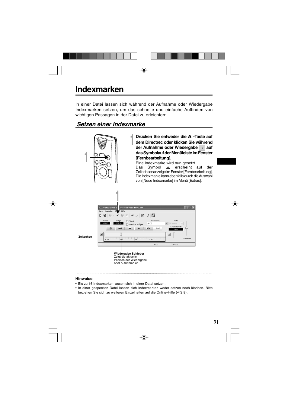 Indexmarken | Olympus DR-1000 User Manual | Page 91 / 108