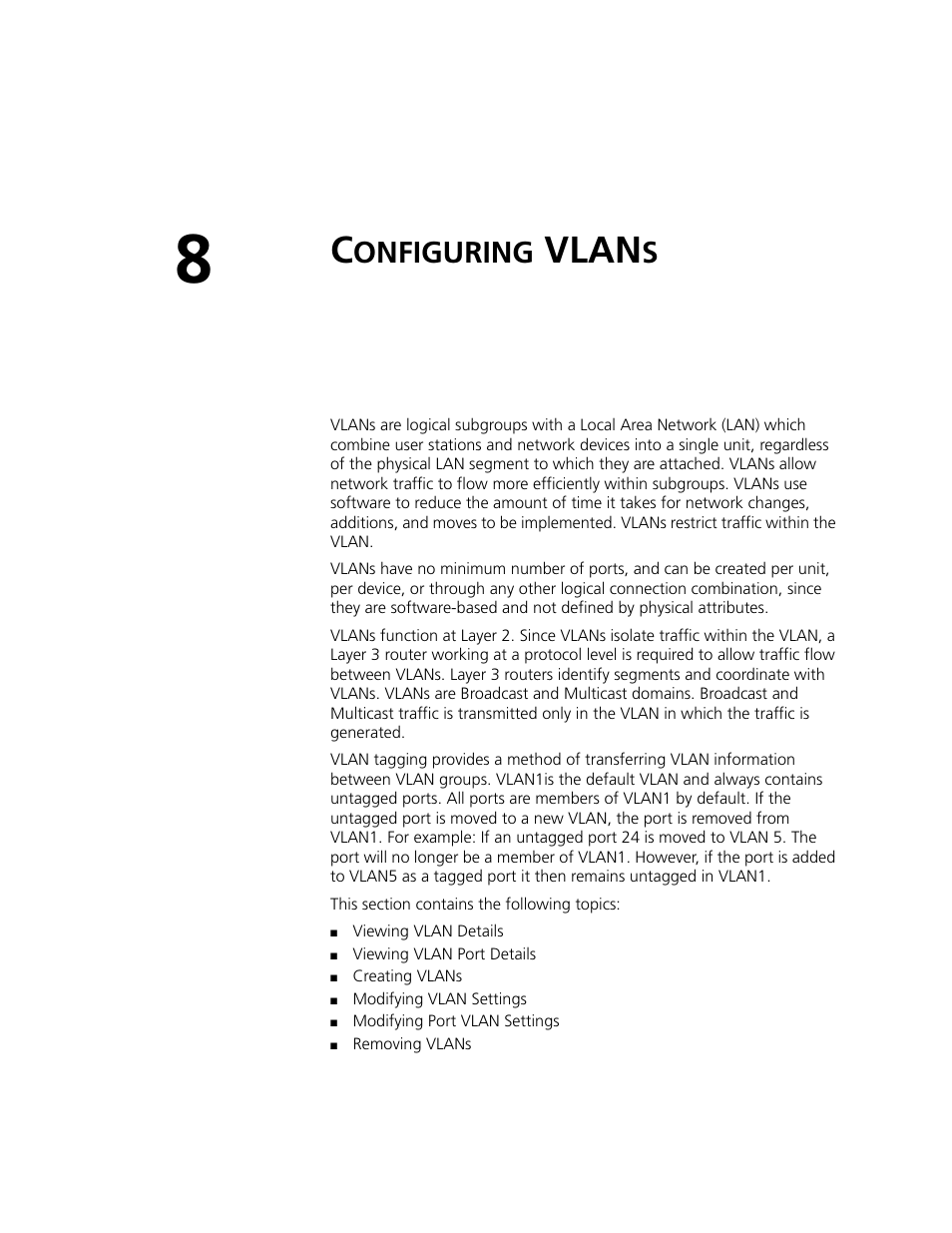 Configuring vlans, Vlan, Onfiguring | 3Com 2924-PWR User Manual | Page 116 / 248
