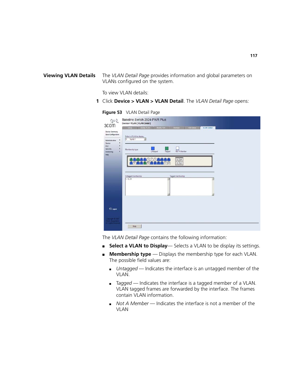 Viewing vlan details | 3Com 2924-PWR User Manual | Page 117 / 248