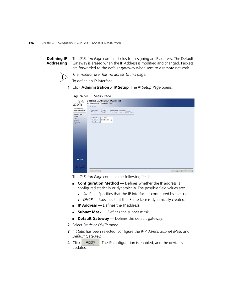 Defining ip addressing | 3Com 2924-PWR User Manual | Page 126 / 248