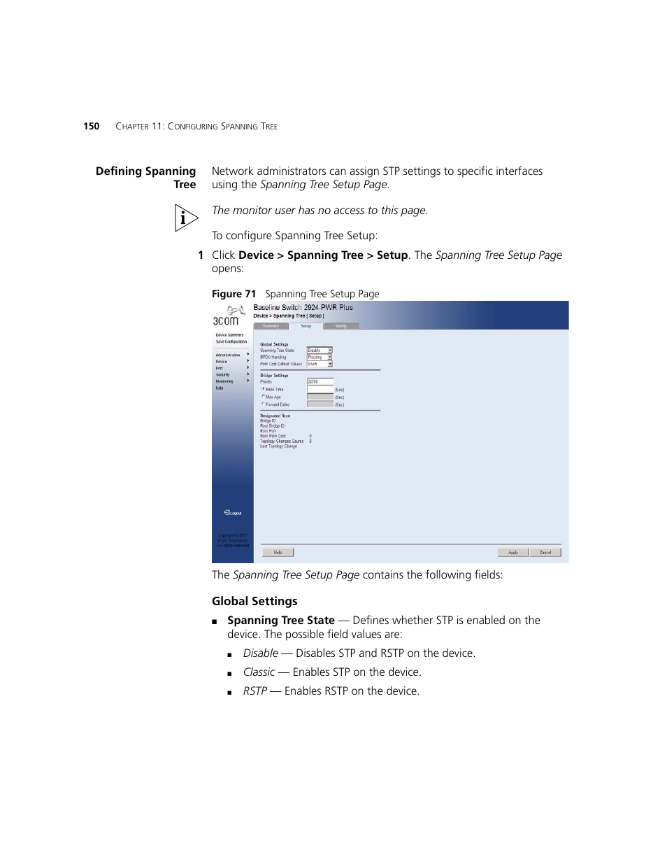 Defining spanning tree | 3Com 2924-PWR User Manual | Page 150 / 248