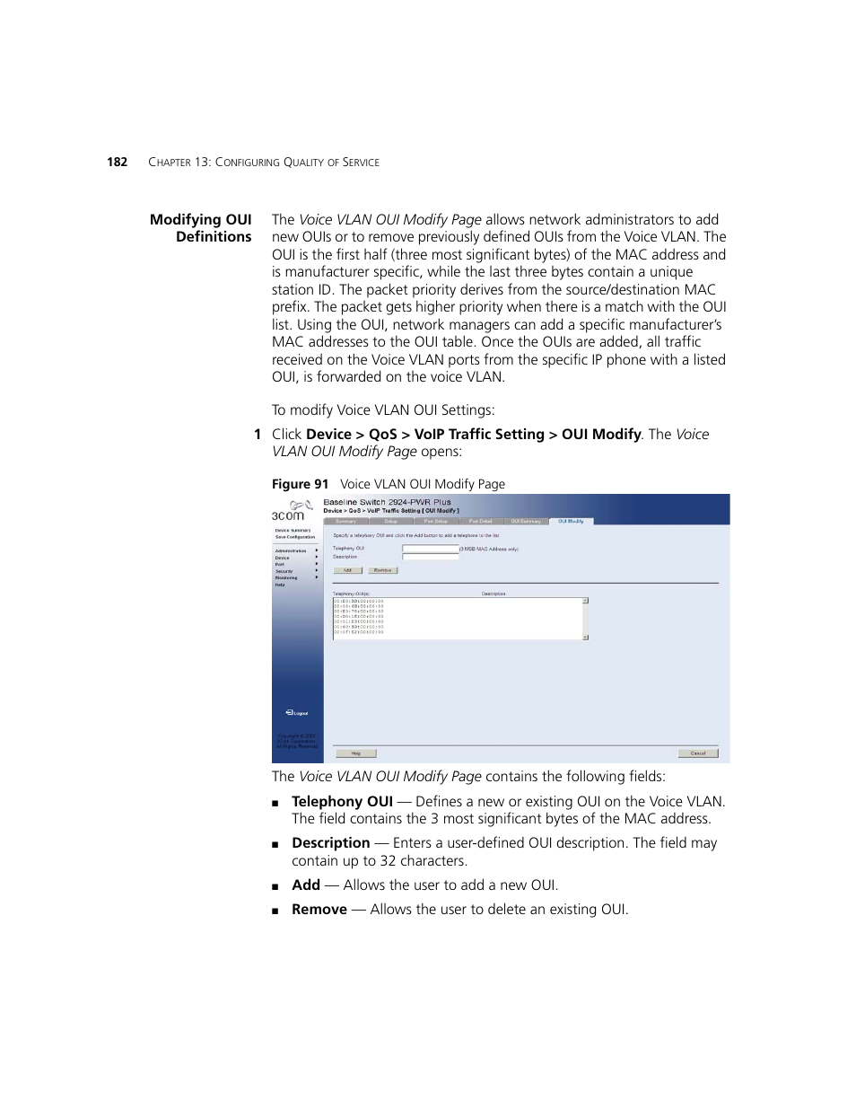 Modifying oui definitions | 3Com 2924-PWR User Manual | Page 182 / 248