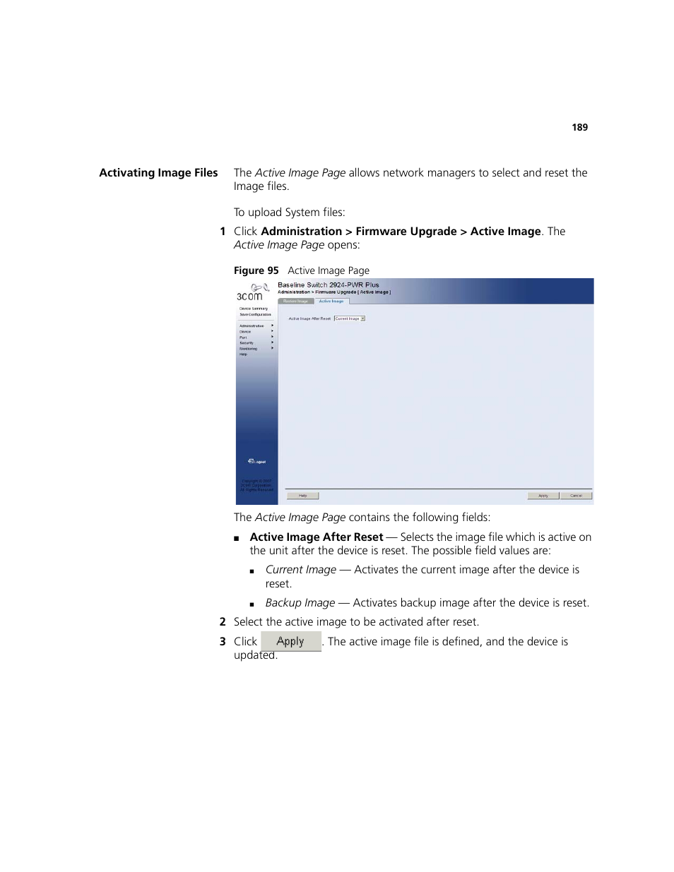 Activating image files | 3Com 2924-PWR User Manual | Page 189 / 248
