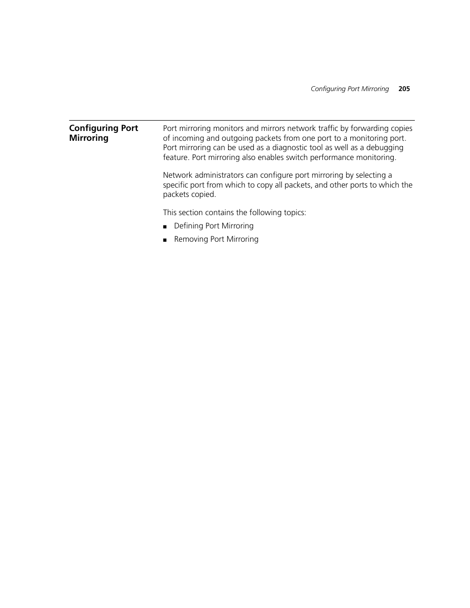 Configuring port mirroring | 3Com 2924-PWR User Manual | Page 205 / 248