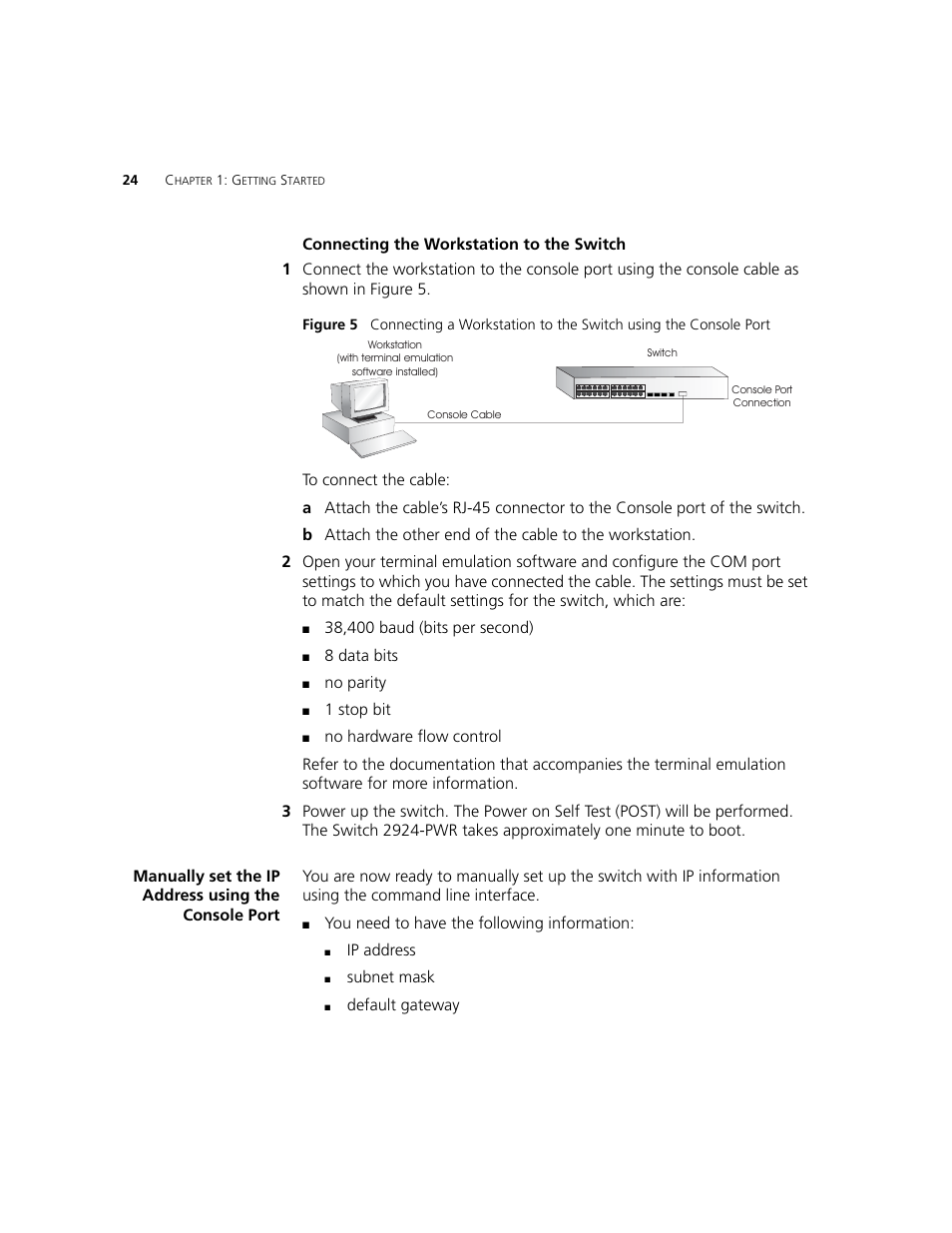 Manually set the ip address using the console port | 3Com 2924-PWR User Manual | Page 24 / 248