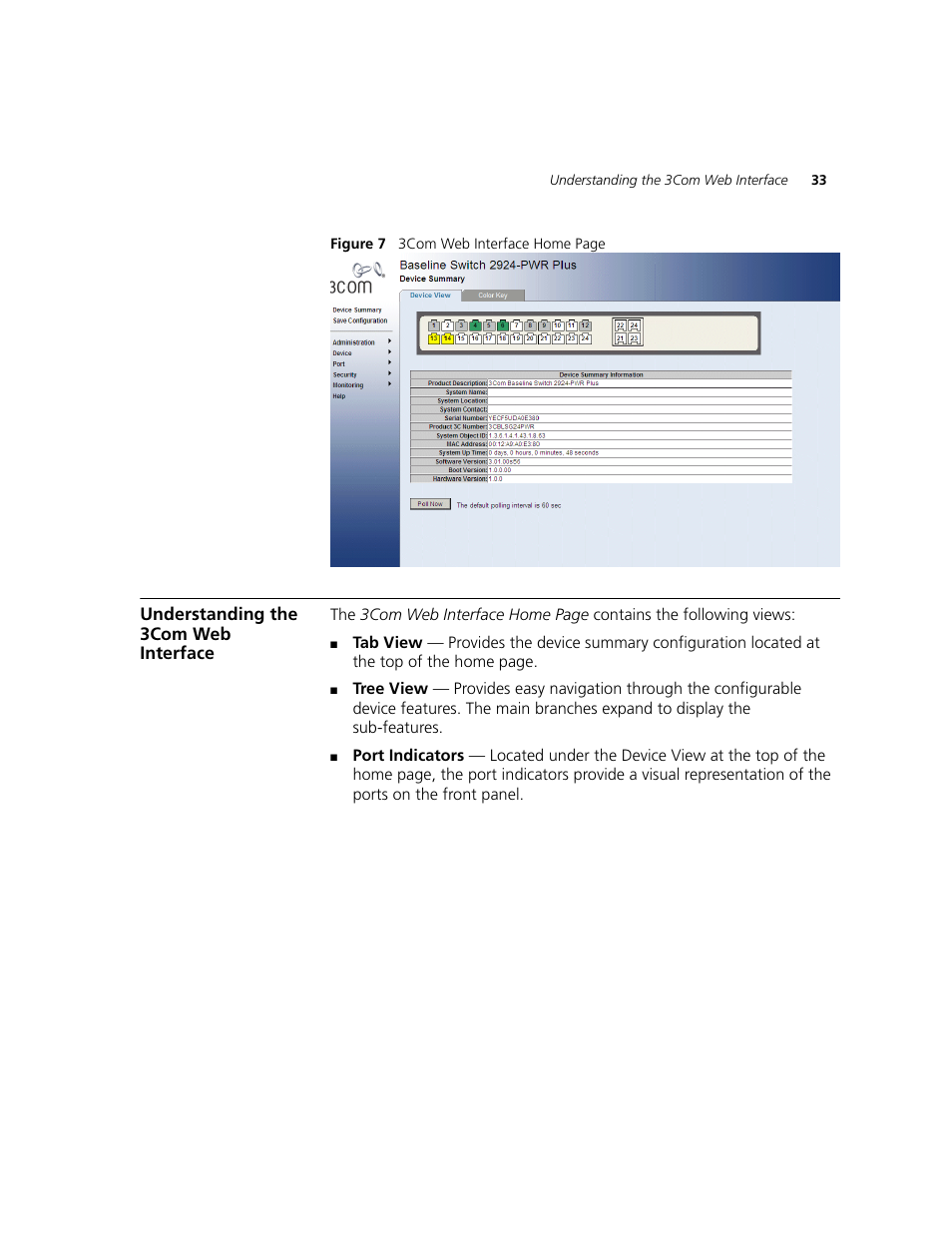Understanding the 3com web interface | 3Com 2924-PWR User Manual | Page 33 / 248