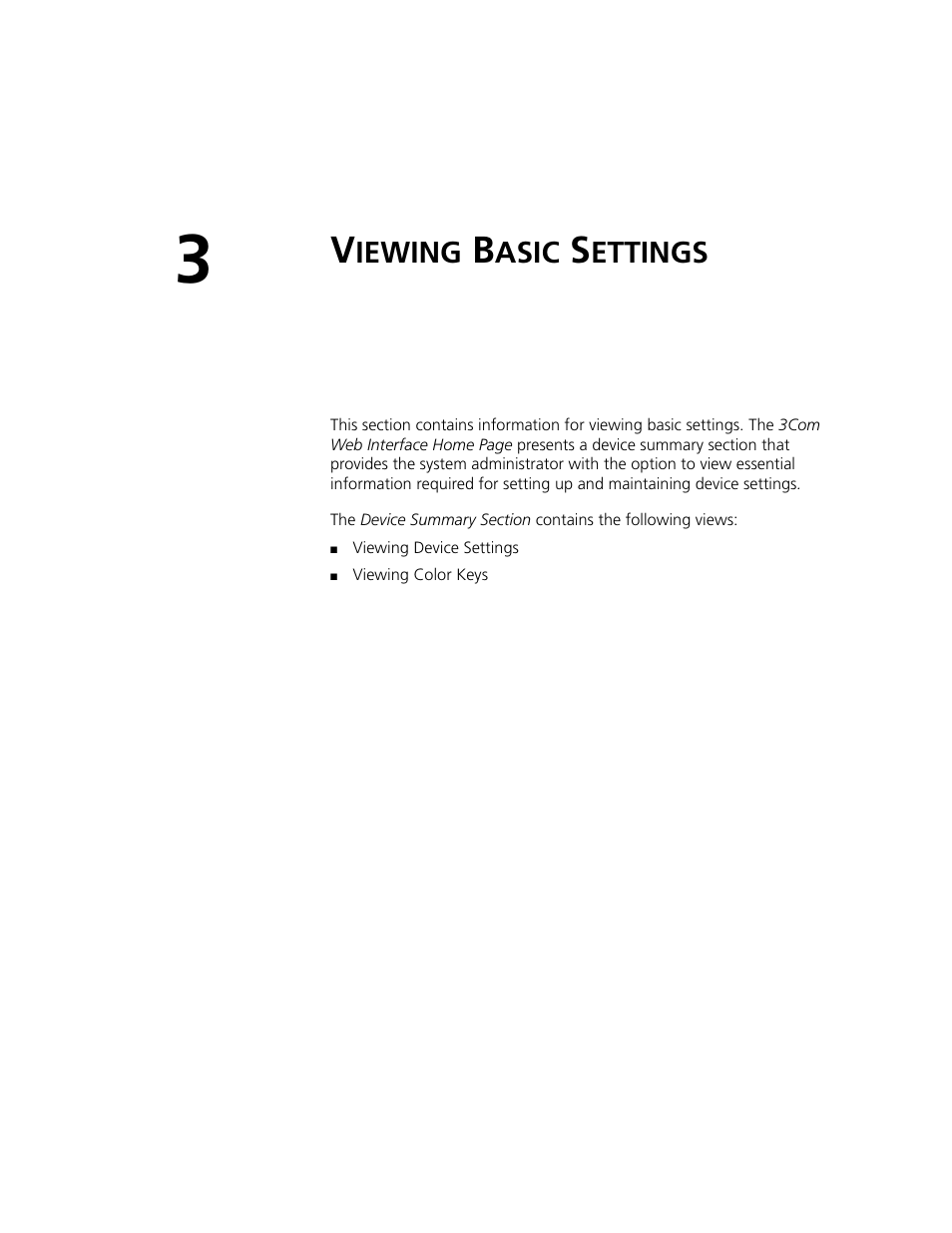 Viewing basic settings | 3Com 2924-PWR User Manual | Page 45 / 248