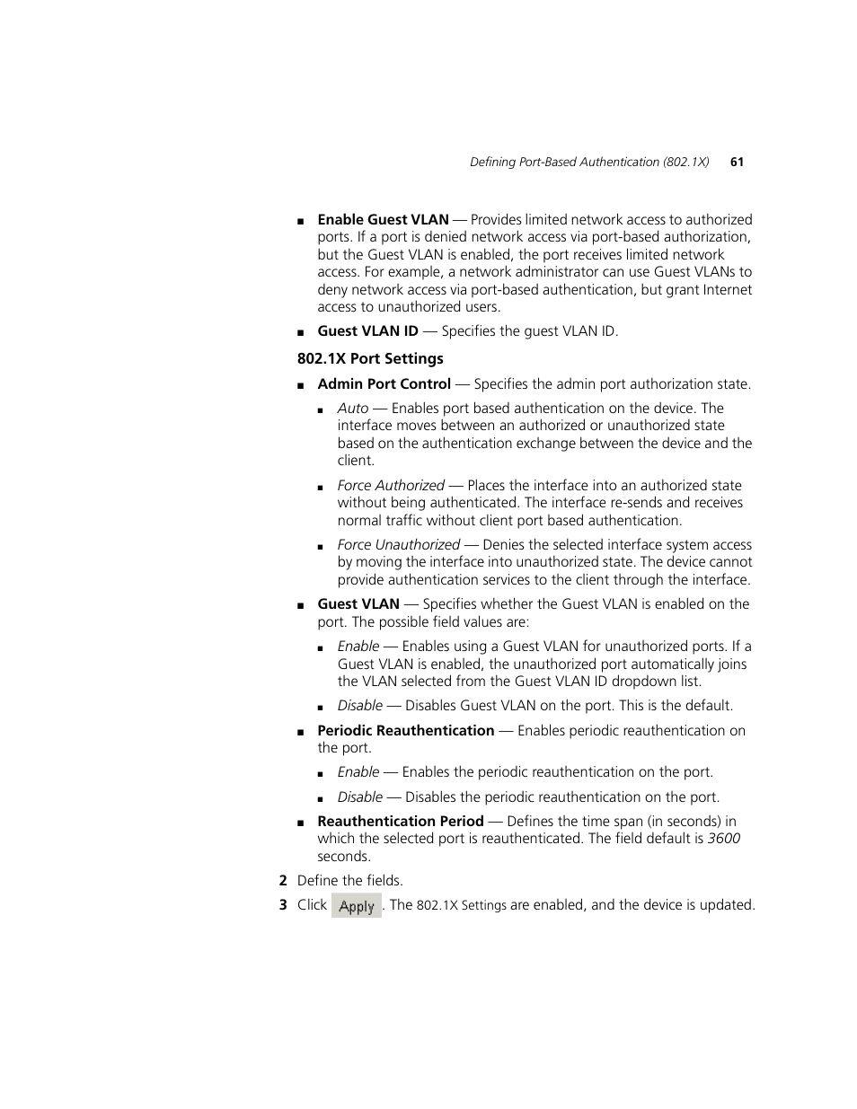 1x port settings | 3Com 2924-PWR User Manual | Page 61 / 248