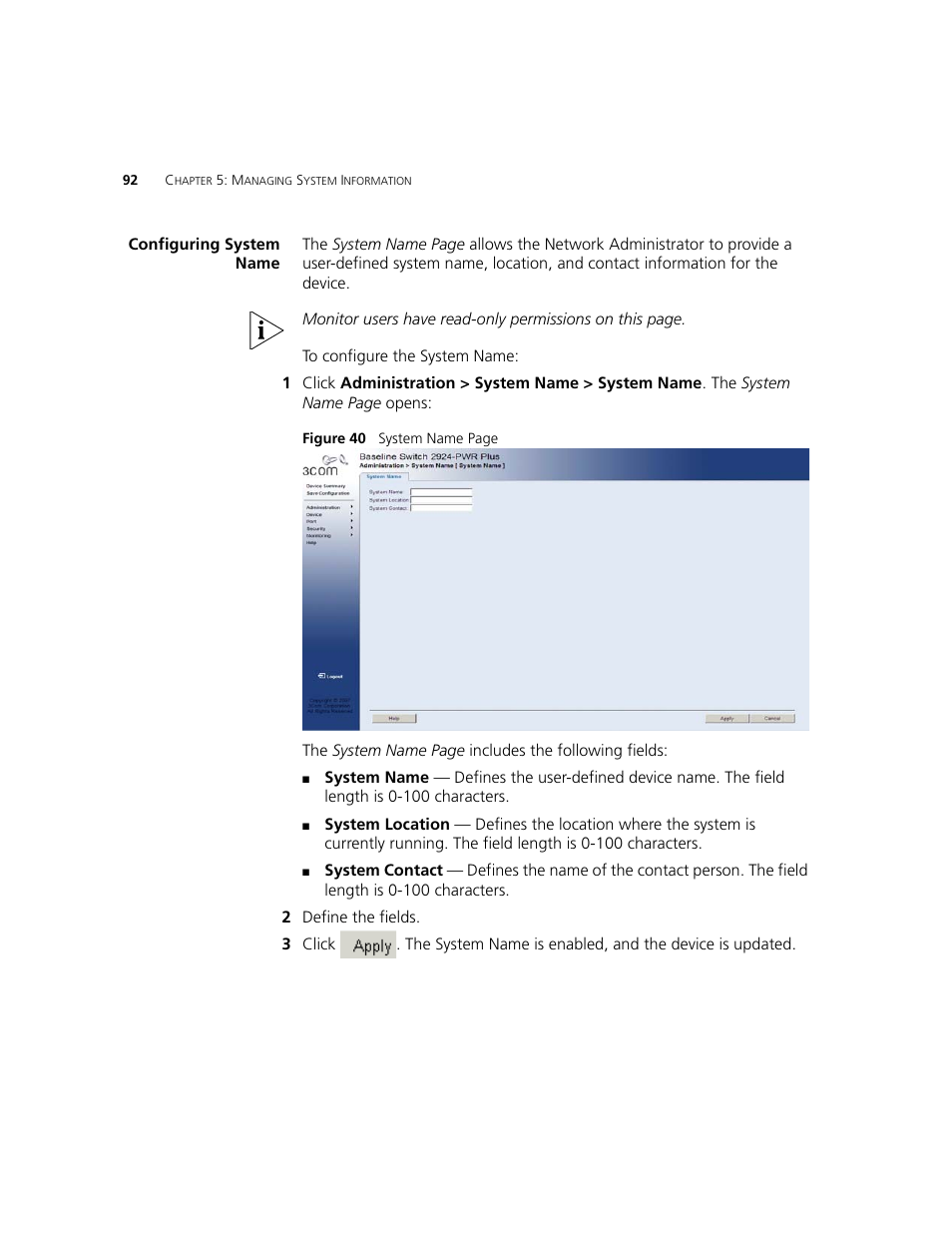 Configuring system name | 3Com 2924-PWR User Manual | Page 92 / 248