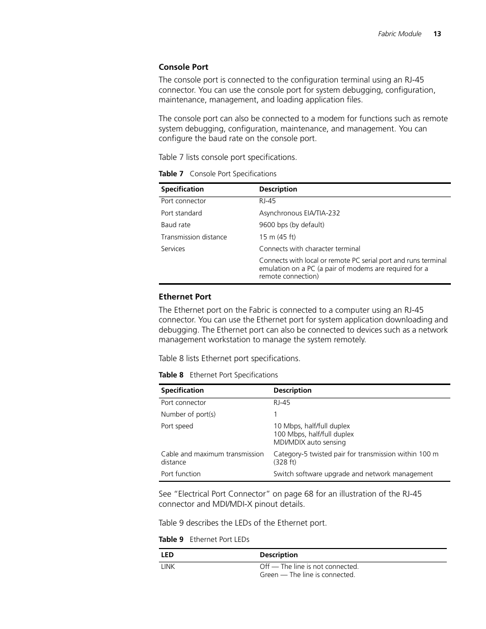 Console port, Ethernet port, Table 9 | 3Com 3C16895 User Manual | Page 13 / 74