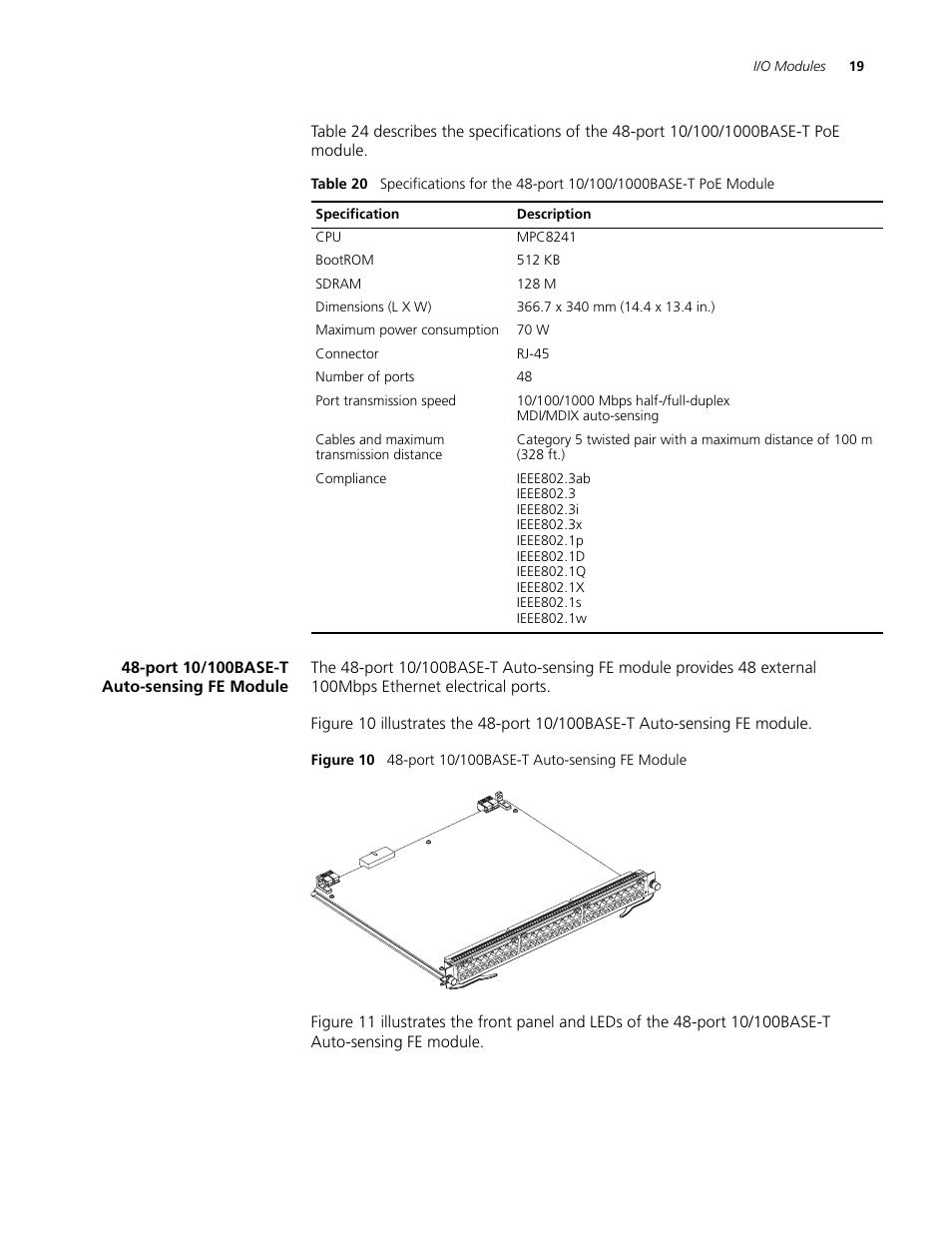 Port 10/100base-t auto-sensing fe module, Port 10/100base-t auto-sensing fe module 19, Port 10/100base-t auto-sensing fe module (3c16 | 3Com 3C16895 User Manual | Page 19 / 74