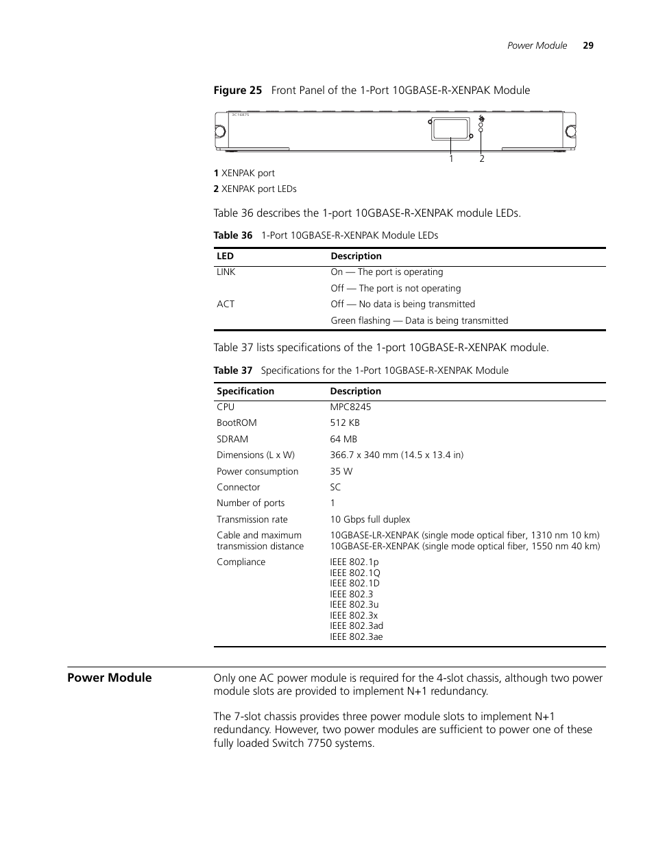 Power module, Power module 29, Figure 25 illustrates | 3Com 3C16895 User Manual | Page 29 / 74