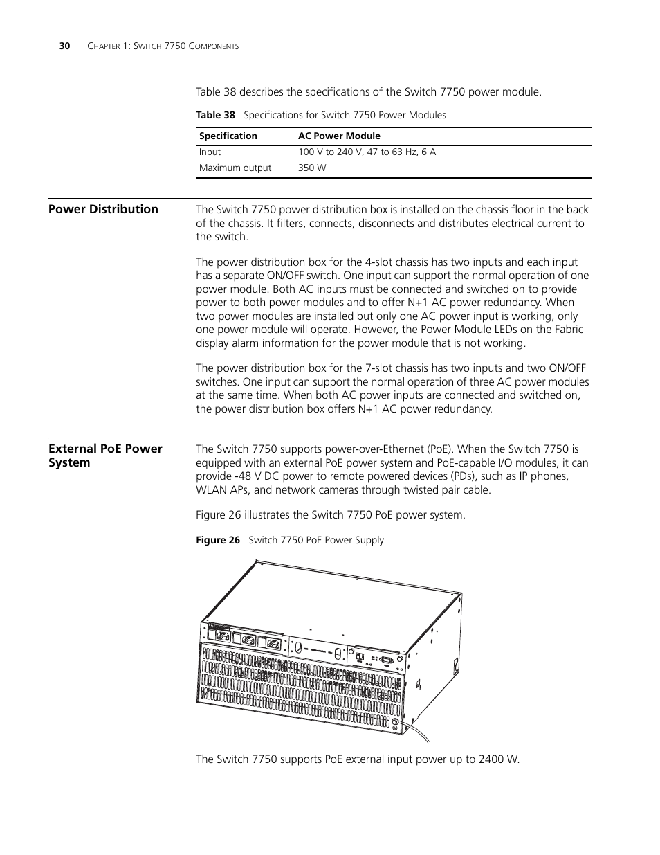 Power distribution, External poe power system, Power distribution 30 external poe power system 30 | 3Com 3C16895 User Manual | Page 30 / 74