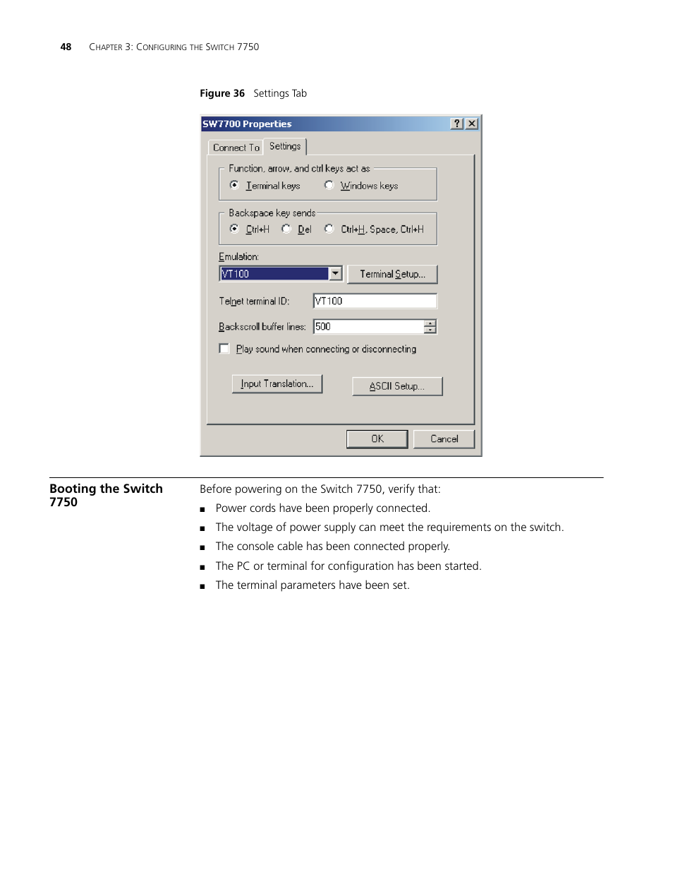 Booting the switch 7750, Booting the switch 7750 48 | 3Com 3C16895 User Manual | Page 48 / 74