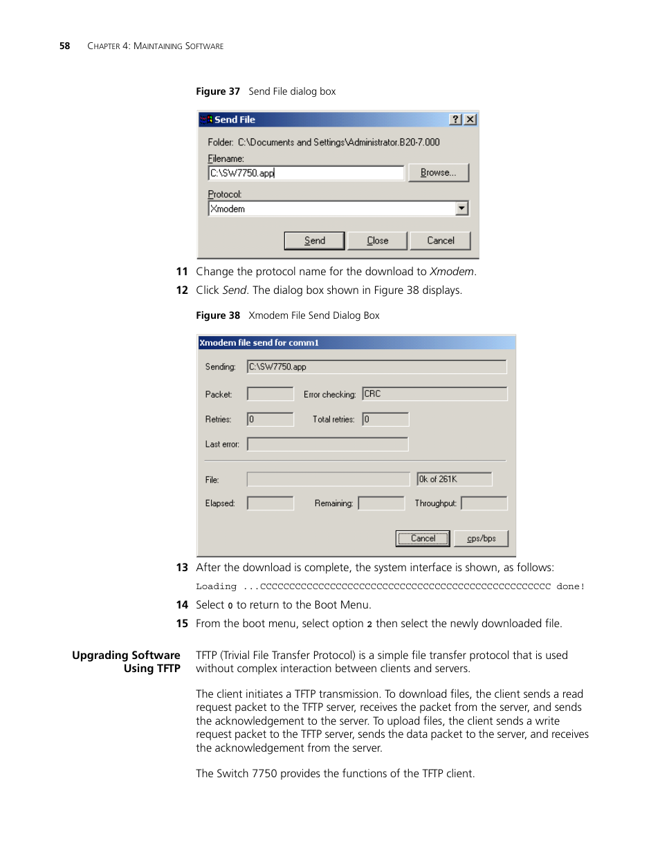 Upgrading software using tftp, Upgrading software using tftp 58 | 3Com 3C16895 User Manual | Page 58 / 74