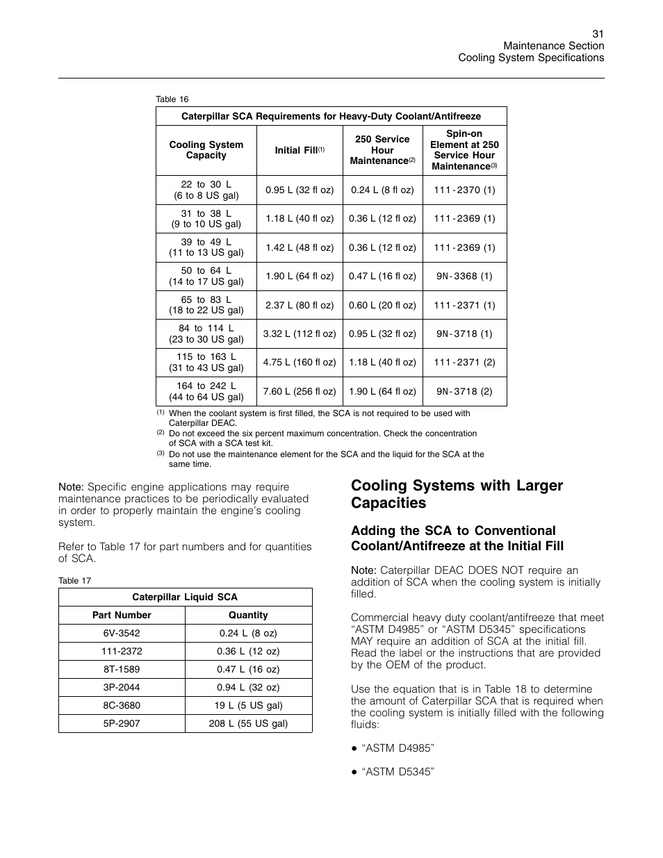 Cooling systems with larger capacities | 3Com Caterpillar Commercial Diesel Engine SEBU6251-06 User Manual | Page 31 / 42