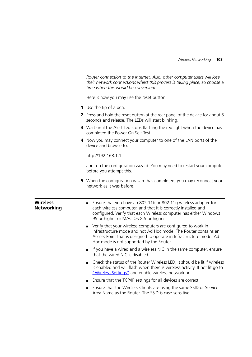 Wireless networking | 3Com 3CRWDR200A-75 User Manual | Page 103 / 144