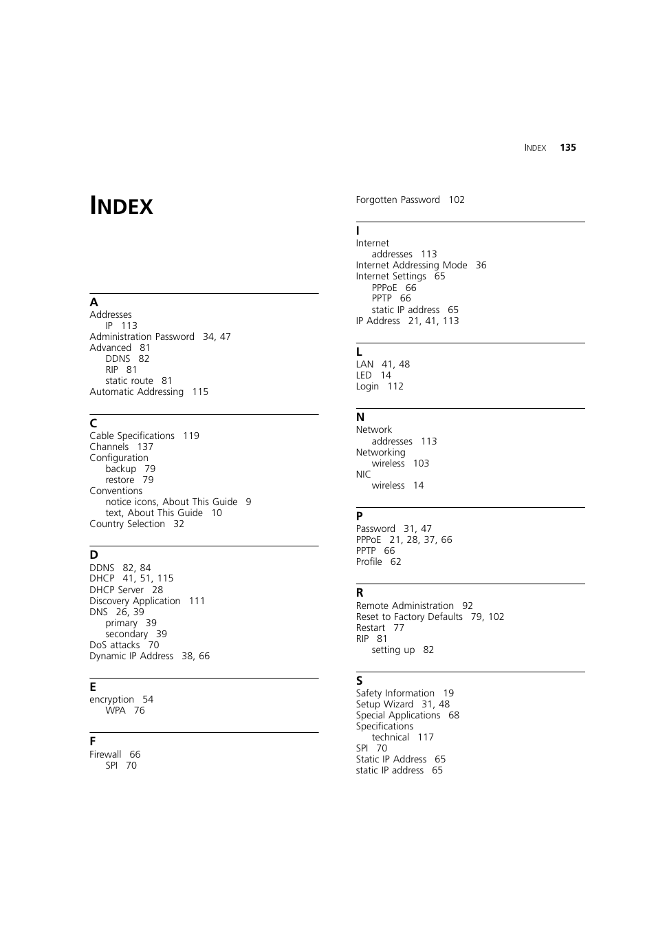 Index, Ndex | 3Com 3CRWDR200A-75 User Manual | Page 135 / 144