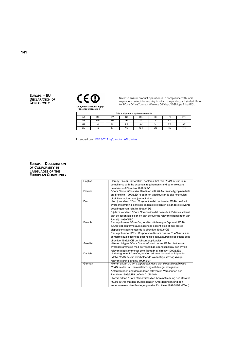 141 e, Eu d | 3Com 3CRWDR200A-75 User Manual | Page 141 / 144