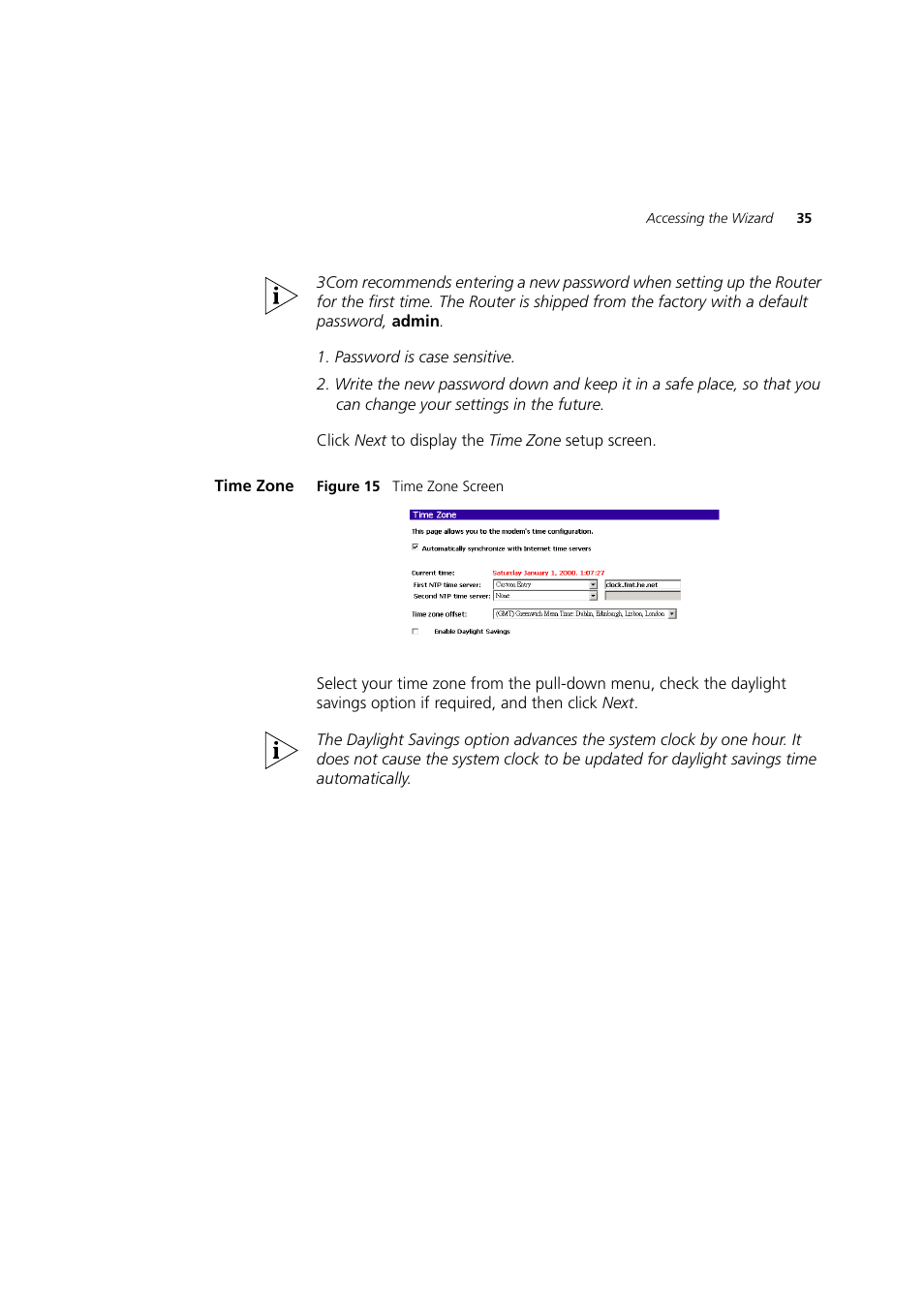 Time zone | 3Com 3CRWDR200A-75 User Manual | Page 35 / 144