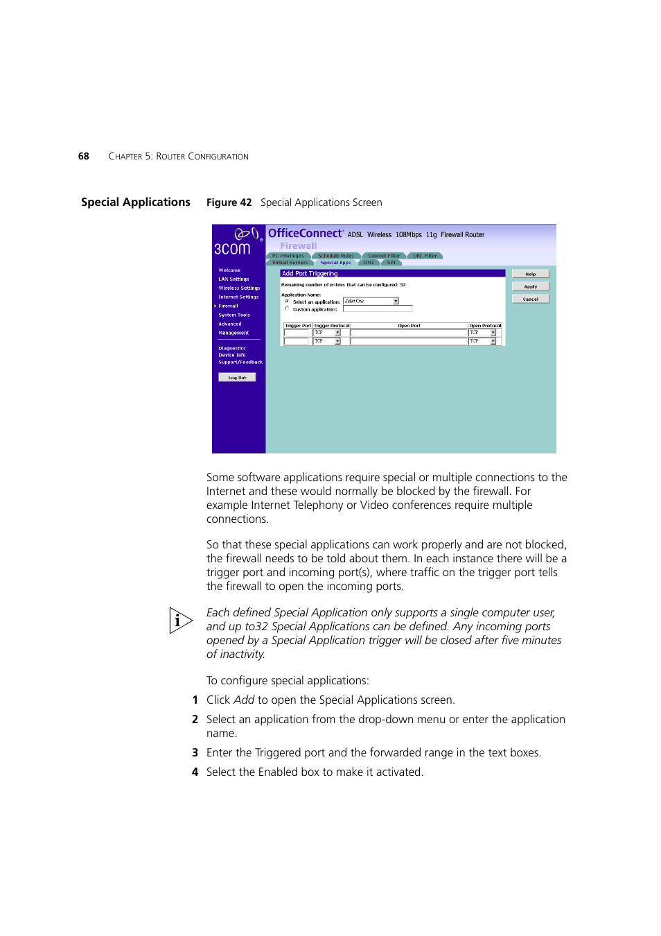 Special applications | 3Com 3CRWDR200A-75 User Manual | Page 68 / 144