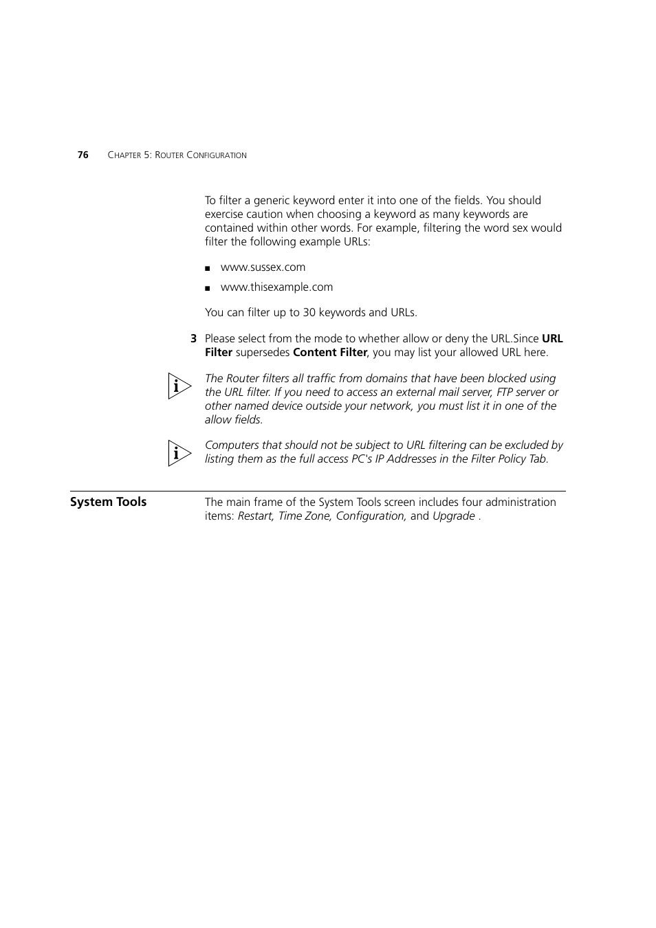 System tools | 3Com 3CRWDR200A-75 User Manual | Page 76 / 144