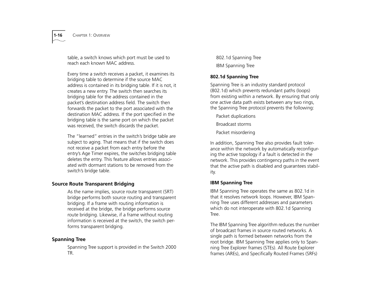 Source route transparent bridging, Spanning tree, 1d spanning tree | Ibm spanning tree, Source route transparent bridging 1-16, Spanning tree 1-16, 1d spanning tree 1-16, Ibm spanning tree 1-16 | 3Com TR User Manual | Page 26 / 126